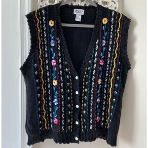 Koret VTG 90s Artsy Teachercore Art To Wear Ribbon Sweater Vest Sz XL